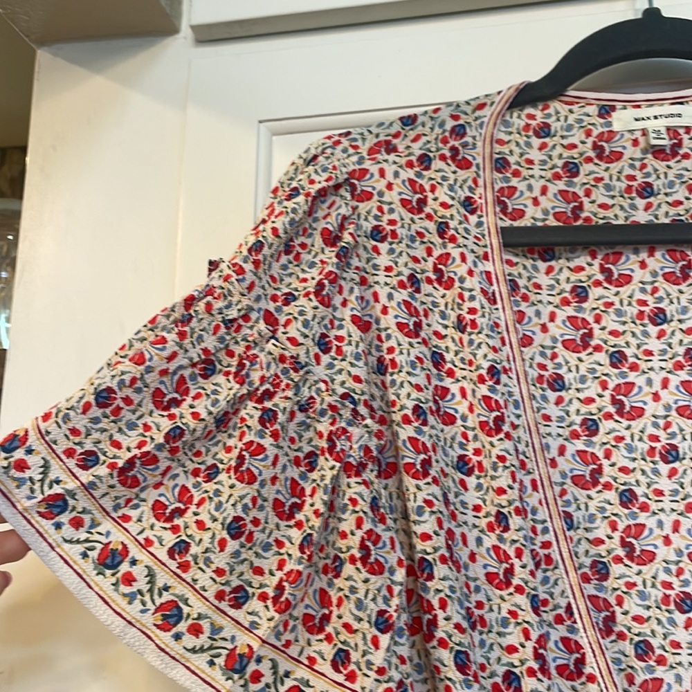 Max Studio Floral Wrap Dress - coral, red & blue - worn once.